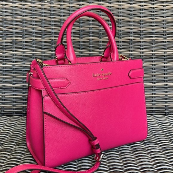 kate spade Handbags - Kate Spade Staci Medium Satchel Deep Hibiscus NWT